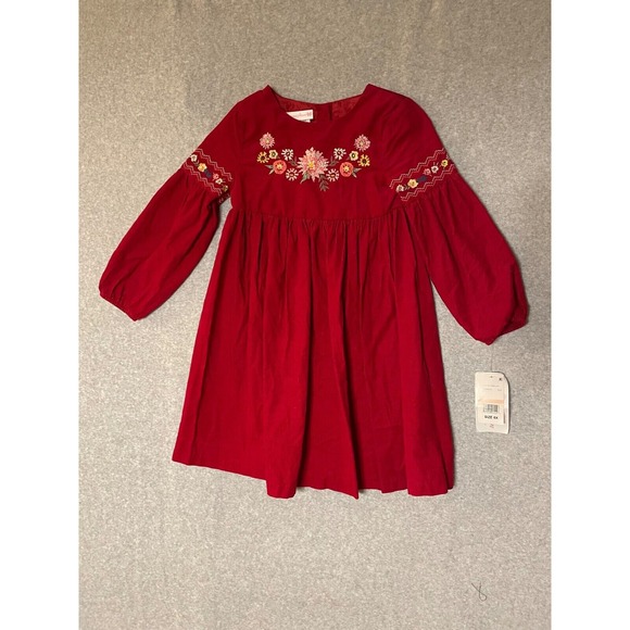 Bonnie Jean Dress Girls Size 6X Corduroy Floral Embroidered Longsleeve‎ - Picture 1 of 7